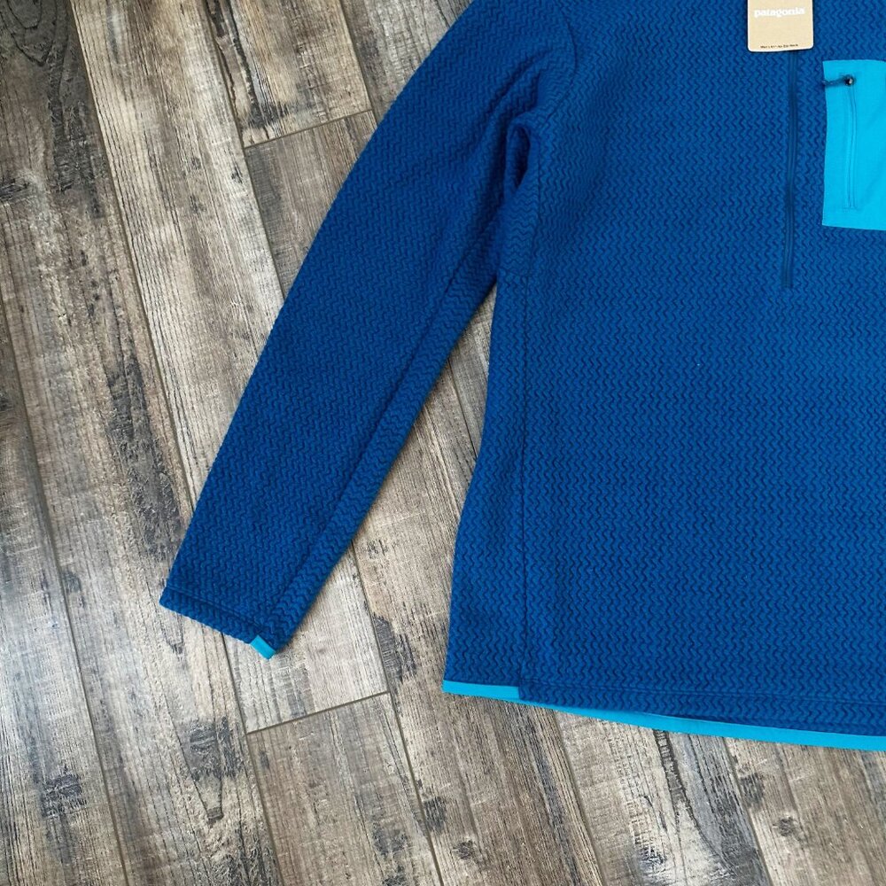 NWT Patagonia Men's R1 Air Zip Neck Fleece Pullover M Lagom Blue Lightweight - Picture 5 of 11